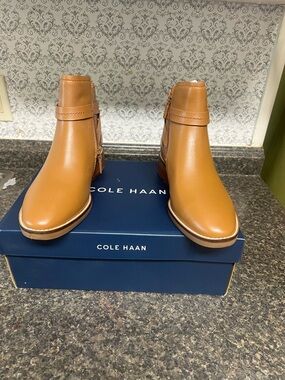 Cole Haan Brown Leather Side-Zip Ankle Boots